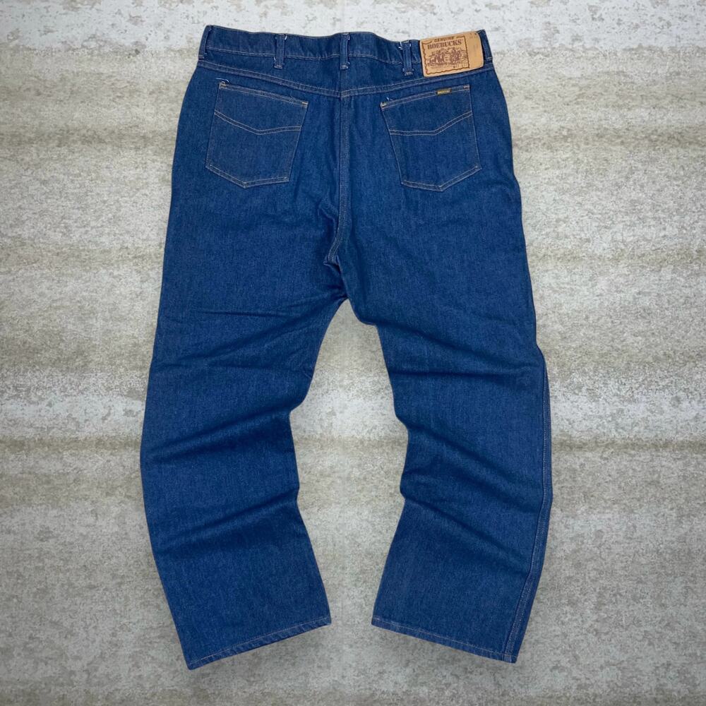 Vintage 90s Roebucks Jeans 42x32 Relaxed Fit Dark Wash Denim Made in USA
